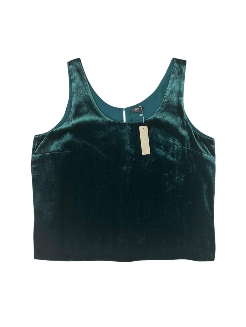 J Crew Green Velvet Tank Top Blouse